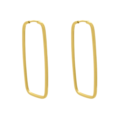 Brinco Argola Retangular Média em Ouro 18k | 1mm - comprar online