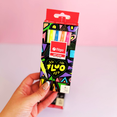 Lapiceras Roller Gel Fluo x6