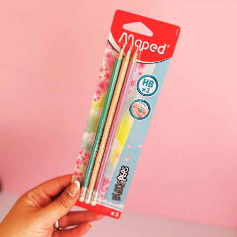 Lápiz Negro Mapped Pastel Biselado x3