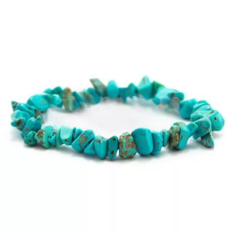 Pulseiras de cascalho em Howlita Verde (tingida) - 02F