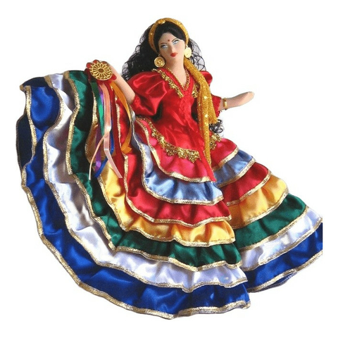 Boneca Cigana de Porcelana 7 Saias Exclusiva - 42cm