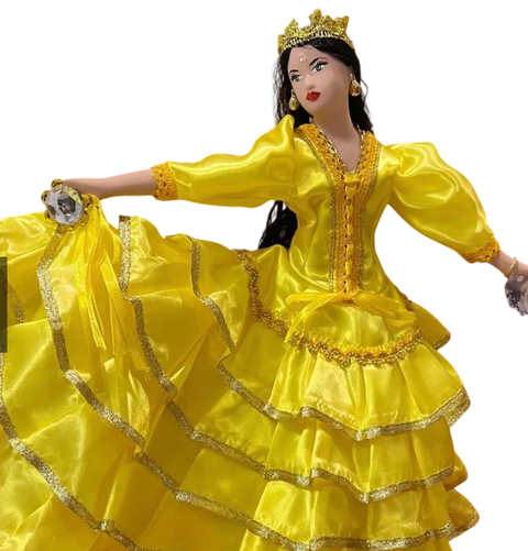 Boneca Cigana de Porcelana Amarela - 42cm - comprar online