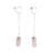 Brinco de Prata Polida de Quartzo Rosa com Argola e Corrente - comprar online