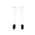 Brinco de Prata Polida de Obsidiana com Argola e Corrente - comprar online
