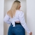 Cropped Feminino Plus Size V Manga Longa Amarrar Transpassad - Bellucy Modas