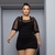 Conjunto Jardineira Shorts Saia Plus Size + Blusa Tule 0505