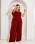 Macacão Plus Size Feminino Pantalona Fenda Lateral Com Cinto 0380 na internet