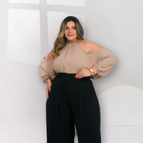 Conjunto Plus Size Feminino Blusa + Calça Pantalona 0655