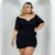Vestido Feminino Plus Size com Saia Decote Ombro a Ombro na internet