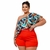 Imagem do Conjunto PLus Size Feminino Estampado Short + Cinto Cropped 0437