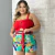 Conjunto Plus Size Feminino Cropped Short Estampado 1831