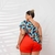Conjunto PLus Size Feminino Estampado Short + Cinto Cropped 0437 na internet