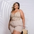 Conjunto Plus Size Cropped Xadrex e Short Com Cinto Corrente 0438 - comprar online