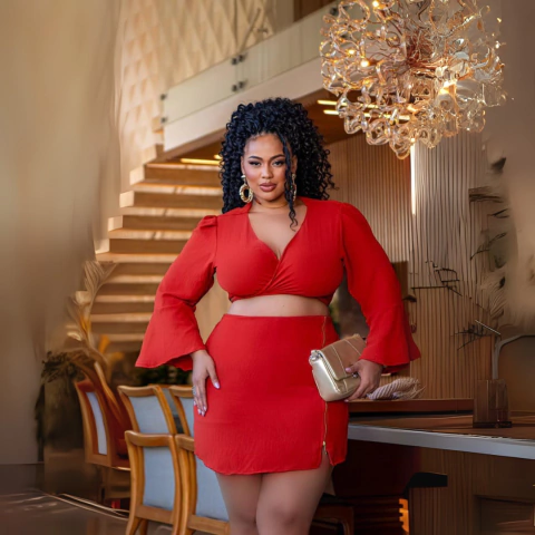 Conjunto Plus Cropped Multiformas + Short Saia Ziper 0626