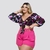 Conjunto Feminino Plus Size Cropped Estampado e Short Liso 0341 na internet