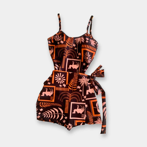 Conjunto Feminino Body + Short Saia Estampado 0620