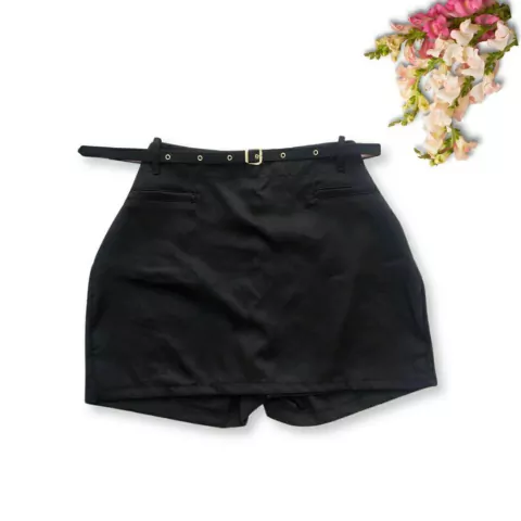 Short Saia Plus Size Feminino Com Cinto de Alfaiataria