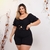 Macaquinho Plus Size Feminino Curto Amarrar Busto Com Cinto 0376 na internet