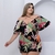 Vestido Feminino Plus Size Estampado Cruzado no Busto
