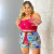 Conjunto Plus Size Feminino Cropped Short Estampado 1831