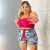 Conjunto Plus Size Feminino Cropped Short Estampado 1831 - Bellucy Modas