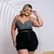 Conjunto Plus Size Cropped Xadrex e Short Com Cinto Corrente 0438 - comprar online