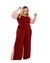 Macacão Plus Size Feminino Pantalona Fenda Lateral Com Cinto 0380 - comprar online