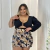 Conjunto Plus Size Shorts Saia Cropped 1 Manga C Argola 0508