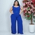 Macacão Plus Size Feminino Pantalona Fenda Lateral Com Cinto 0380