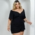 Vestido Feminino Plus Size com Saia Decote Ombro a Ombro