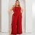 Macacão Plus Size Feminino Pantalona Fenda Lateral Com Cinto 0380