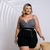 Conjunto Plus Size Cropped Xadrex e Short Com Cinto Corrente 0438 na internet