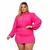 Chemise Vestido Plus Size Feminino Com Botões de Manga Longa - comprar online