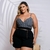 Conjunto Plus Size Cropped Xadrex e Short Com Cinto Corrente 0438 - Bellucy Modas