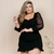Vestido Plus Size Feminino Manga Tule Babado Roupa Plus Size