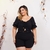 Macaquinho Plus Size Feminino Curto Amarrar Busto Com Cinto 0376 - comprar online