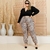 Conjunto plus size calça estampada cropped amarrar manga longa