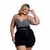 Conjunto Plus Size Cropped Xadrex e Short Com Cinto Corrente 0438 - Bellucy Modas