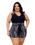 Conjunto Plus Size Feminino Blusa Lisa e Short Listrado 0451 - Bellucy Modas