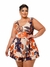 Macaquinho Plus Size Princesa Estampado Short Saia C Cordão 0354 na internet