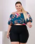 Conjunto Plus Size Blusa Ciganinha Short Feminina Plus Size - Bellucy Modas