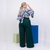 Imagem do Conjunto Feminino Plus Size Cropped Manga Calça Pantalona 0263