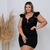 Vestido Feminino Plus Size Com Paetê no Busto e alça Babado