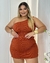 Macaquinho Plus Size Um Ombro Short Saia c Cinto 0454