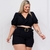 Conjunto Plus Size Feminino Cropped de babado Short Cinto 0246 na internet