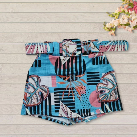 Short Saia Feminino Estampado Com Cinto veste do 36 ao 40 0135