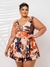 Macaquinho Plus Size Princesa Estampado Short Saia C Cordão 0354 - comprar online
