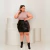 Conjunto Plus Size Saia Couro Cargo e Blusa Gola alta 0635