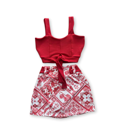 Conjunto Plus Size Feminino Cropped + Short Saia 0617