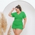 Conjunto Plus Size Feminino Cropped com Botões e Short Saia 0396 - comprar online
